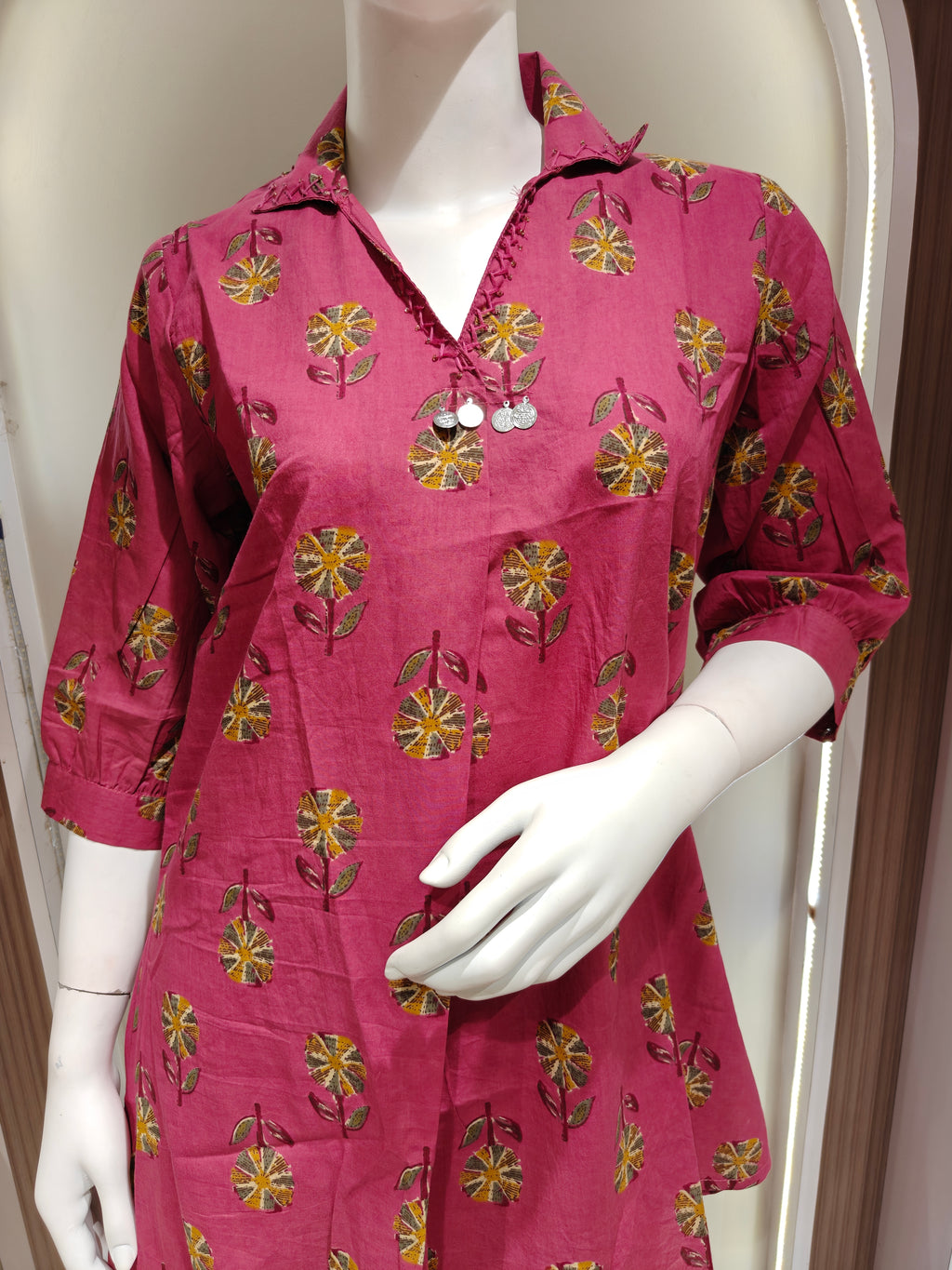 Pink Pure Cotton Printed Co-Ord Set with Palazzo