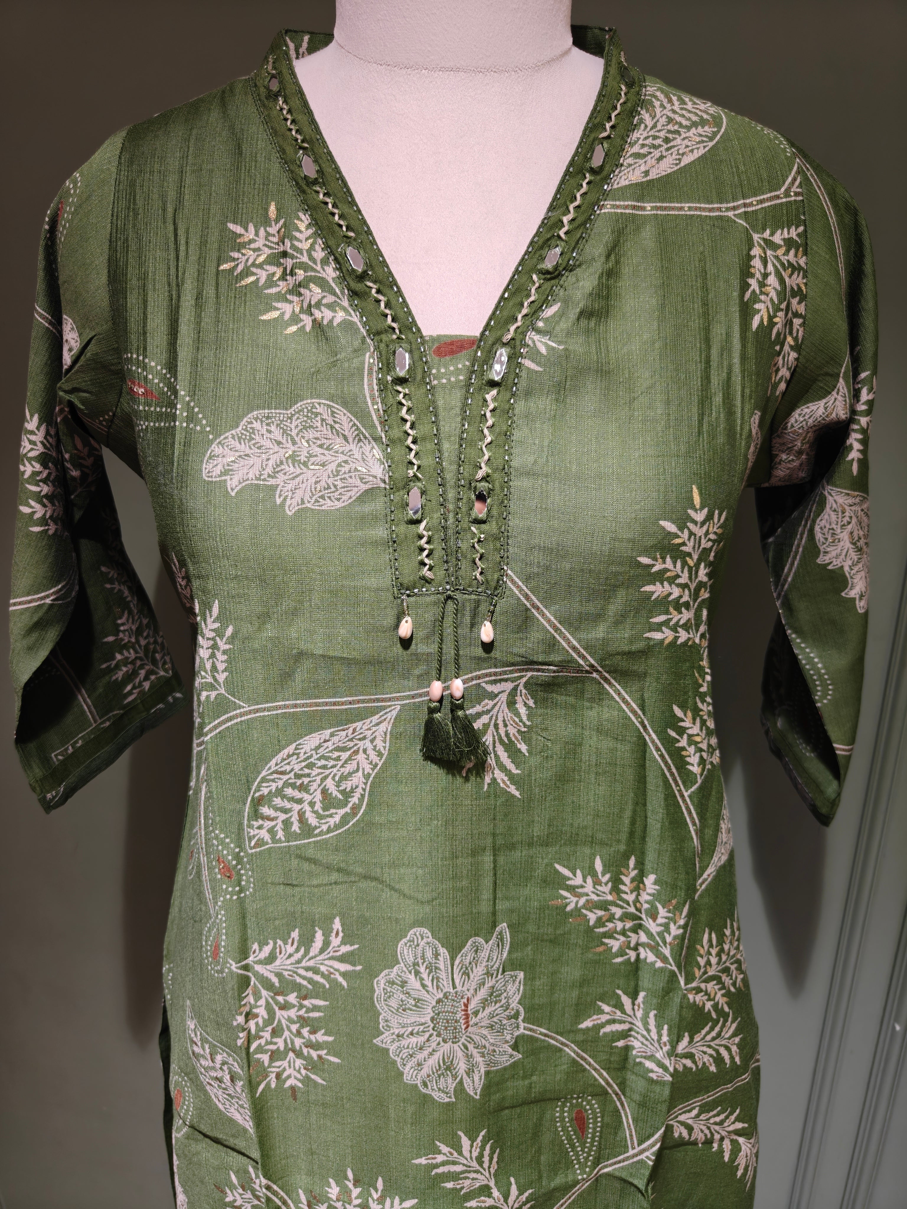 Green Vatican Silk Printed Salwar Suit with Dupatta