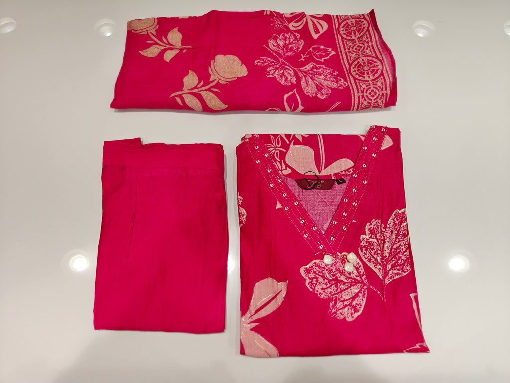 Pink Printed Vatican Salwar Suit with Dupatta