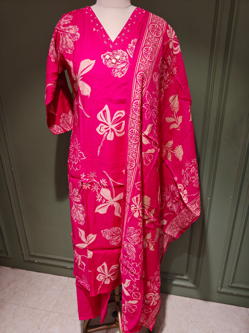 Pink Printed Vatican Salwar Suit with Dupatta