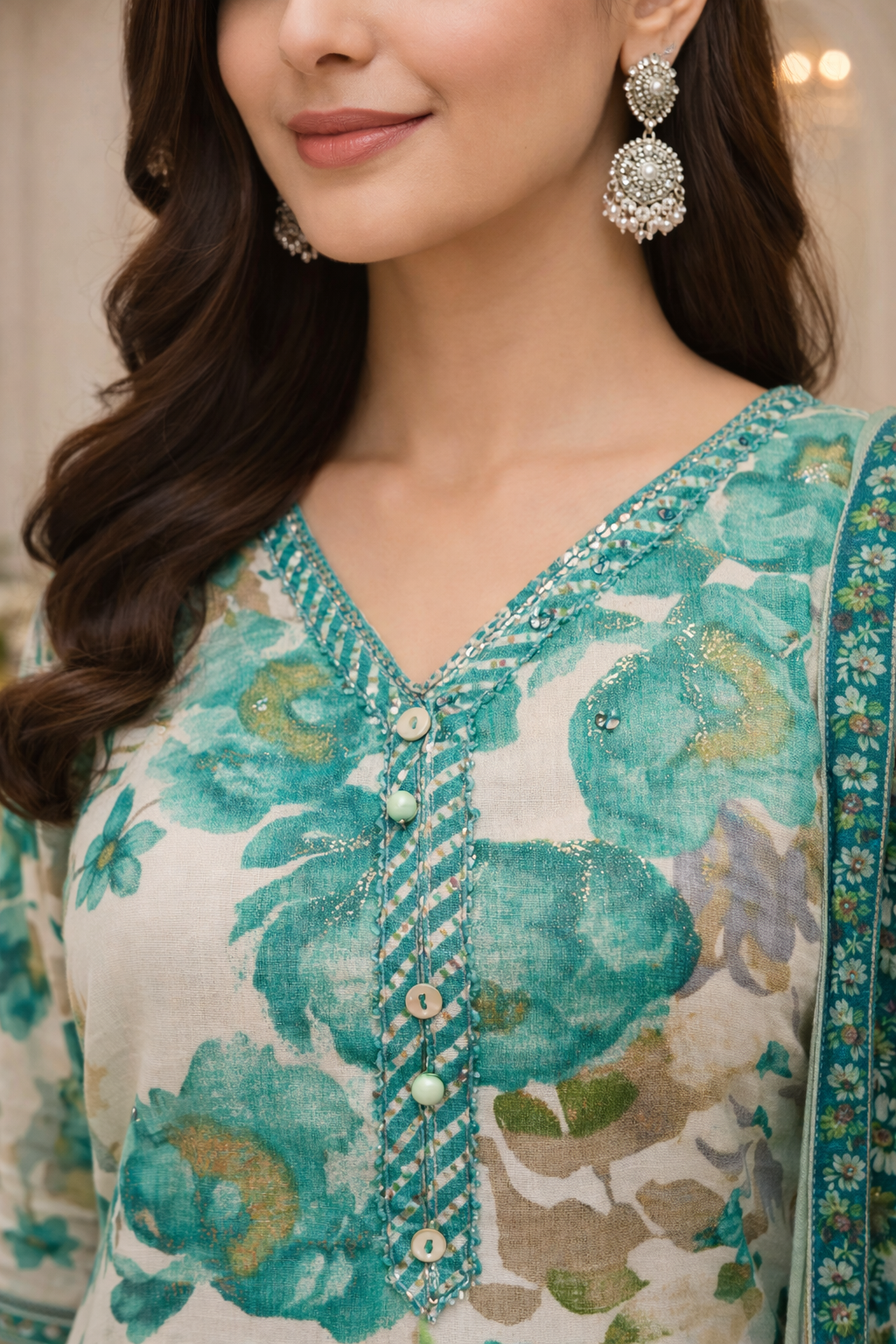 Floral Printed Capsule Cotton Kurta Set with Dupatta